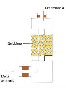 Quicklime is used in drying ammonia